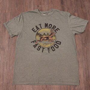 "Eat More Fast Food" Deer Hunter T-Shirt - Men’s Large Hunter Green